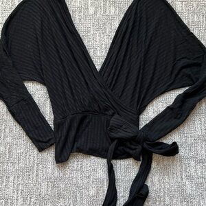 Free People Black Wrap Top